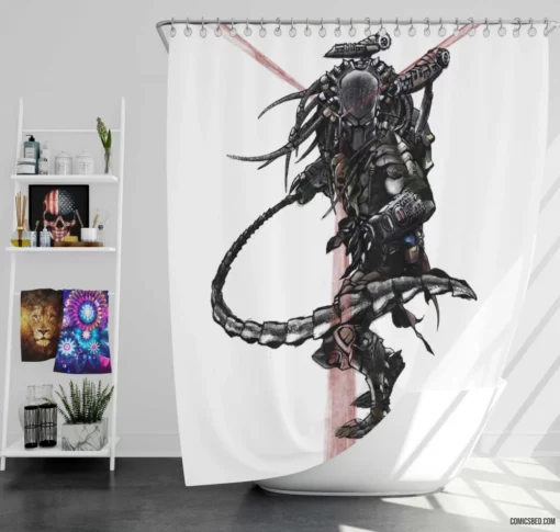 Predator Extraterrestrial Hunt Comic Shower Curtain