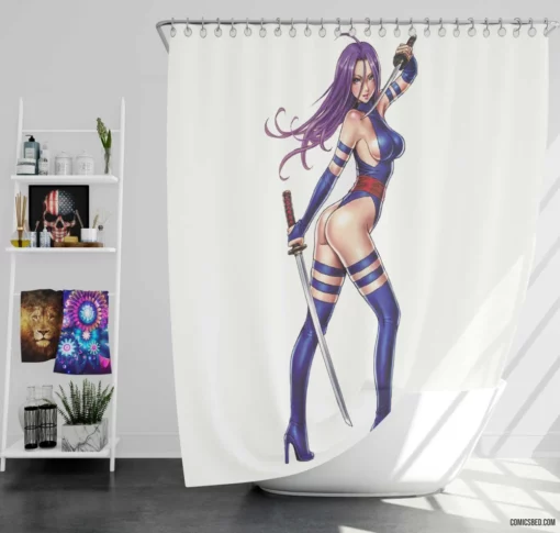 Psylocke Chronicles Marvel Psychic Force Comic Shower Curtain