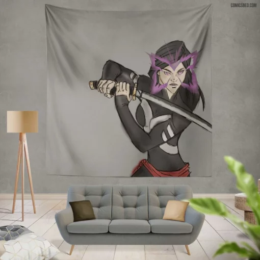 Psylocke Marvel Adventures Unleashed Comic Wall Tapestry