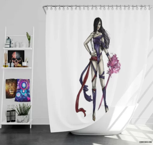 Psylocke Marvel Telepathic Hero Comic Shower Curtain