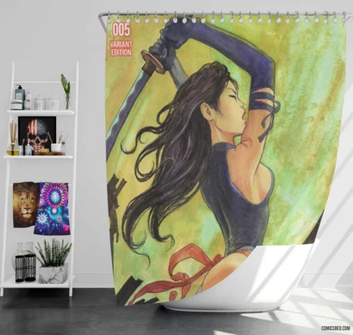 Psylocke Mindful Mutant Chronicles Comic Shower Curtain