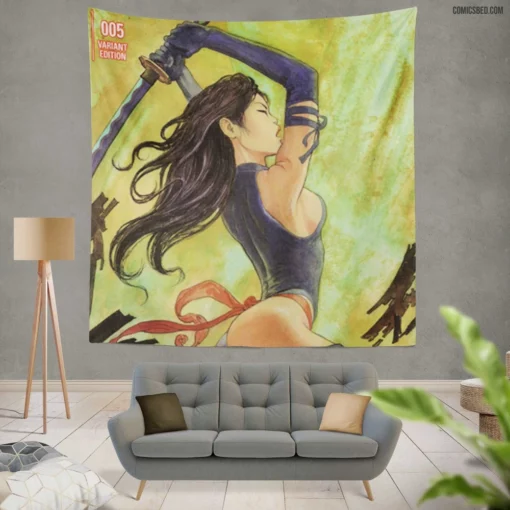 Psylocke Mindful Mutant Chronicles Comic Wall Tapestry