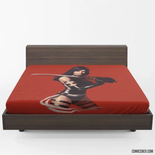 Psylocke Psychic Battles in Marvel Realm Comic Fitted Sheet