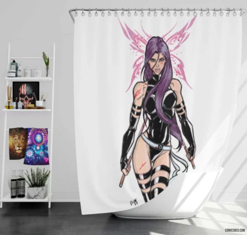 Psylocke Psychic Mutant Warrior Comic Shower Curtain