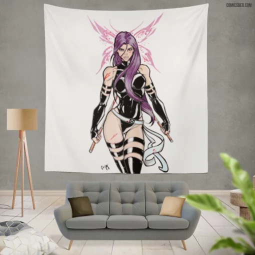 Psylocke Psychic Mutant Warrior Comic Wall Tapestry