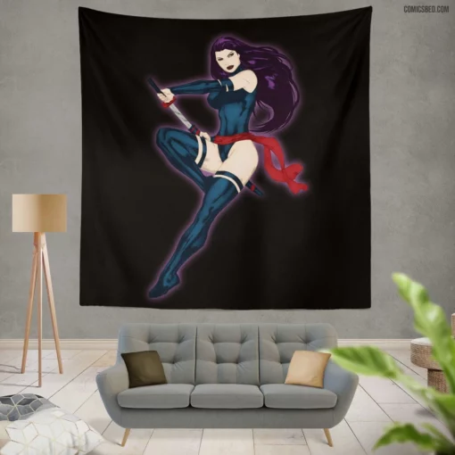 Psylocke Telepathic Ninja Comic Wall Tapestry