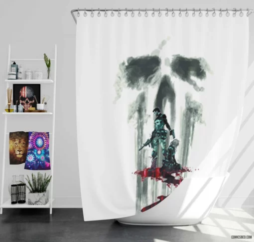 Punisher Chronicles City Dark Guardian Comic Shower Curtain