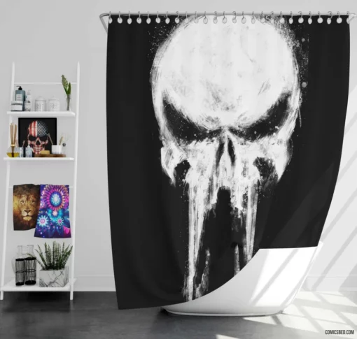 Punisher Chronicles Vigilante Pursuit Comic Shower Curtain