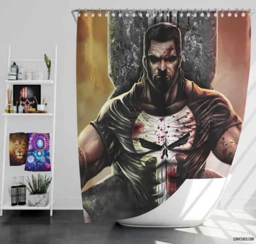 Punisher Justice in the Shadows Comic Shower Curtain