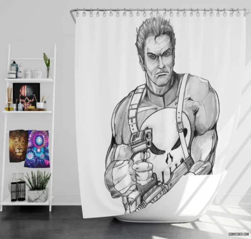 Punisher Merciless Avenger Comic Shower Curtain