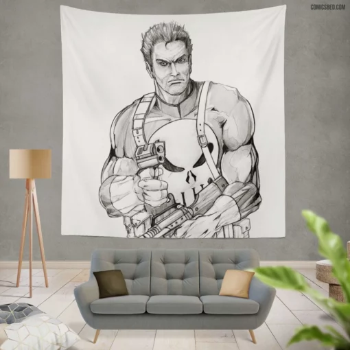 Punisher Merciless Avenger Comic Wall Tapestry