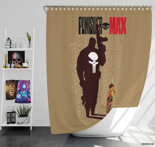 Punisher Relentless Vigilante Pursuit Comic Shower Curtain