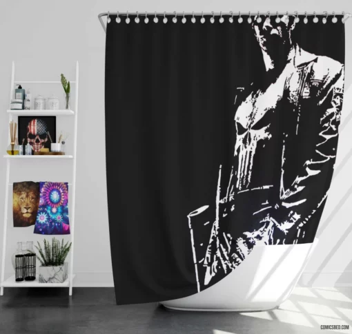 Punisher Ruthless Justice Comic Shower Curtain