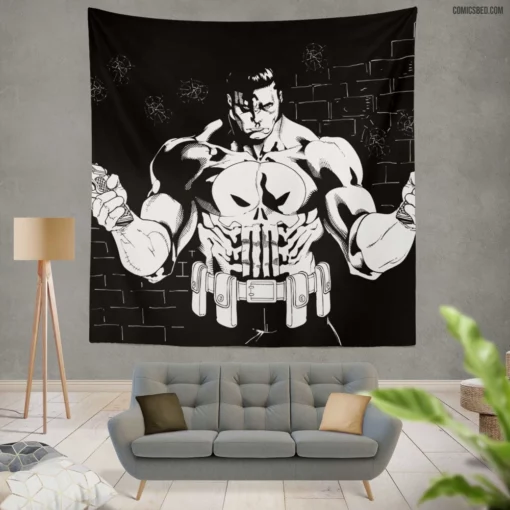 Punisher Unstoppable Force Comic Wall Tapestry