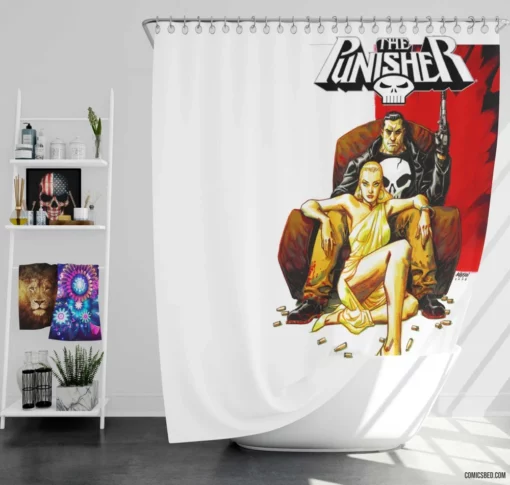 Punisher Unyielding Quest for Justice Comic Shower Curtain