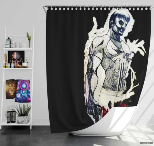 Punisher Vendetta Anti-Hero Saga Comic Shower Curtain