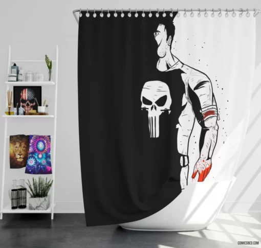 Punisher Vigilante Avenger Comic Shower Curtain