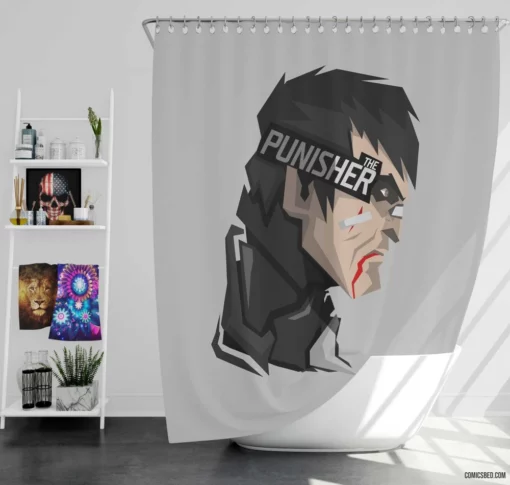 Punisher Vigilante Gunfighter Comic Shower Curtain