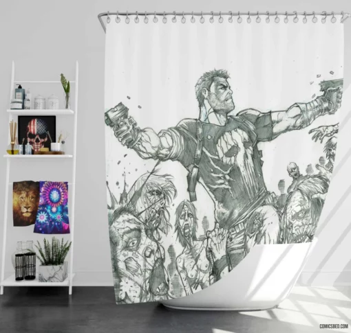 Punisher Vigilante Vendetta Comic Shower Curtain