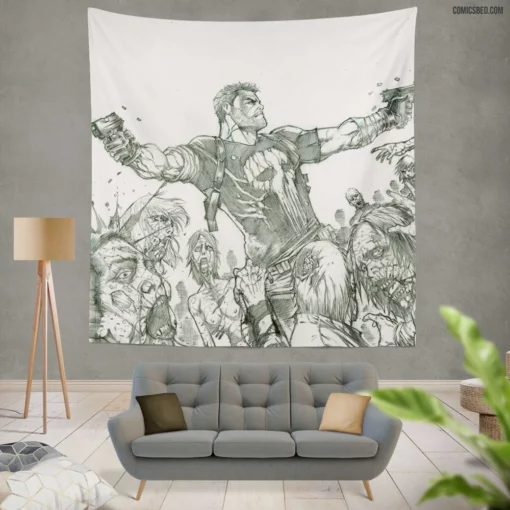 Punisher Vigilante Vendetta Comic Wall Tapestry