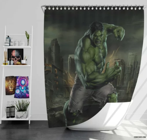 Raging Goliath Unleashed Hulk Chronicles Comic Shower Curtain