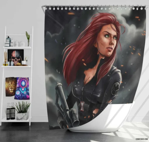Red-Haired Avenger Marvel Warrior Comic Shower Curtain