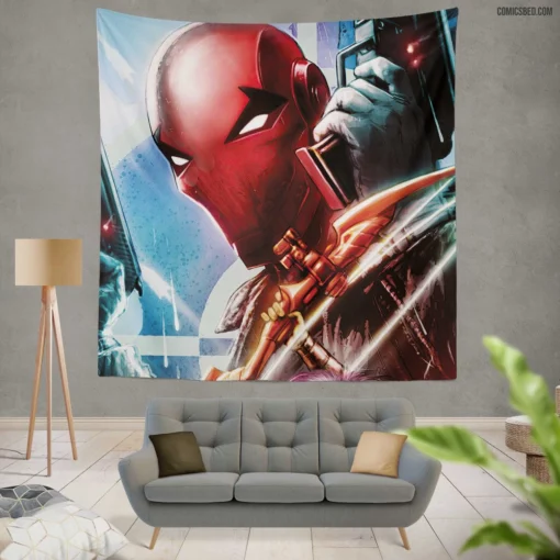 Red Hood Chronicles Masked Vigilante Comic Wall Tapestry