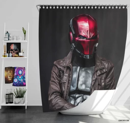 Red Hood DC Mysterious Vigilante Comic Shower Curtain