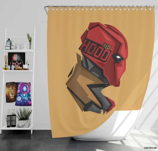 Red Hood Gotham Vigilante Comic Shower Curtain