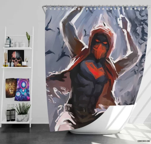 Red Hood Redemption Unmasked Comic Shower Curtain