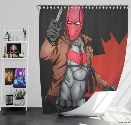 Red Hood Vigilante Outlaw Comic Shower Curtain