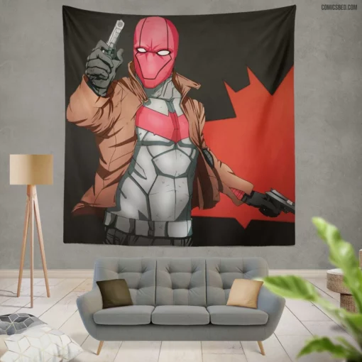 Red Hood Vigilante Outlaw Comic Wall Tapestry