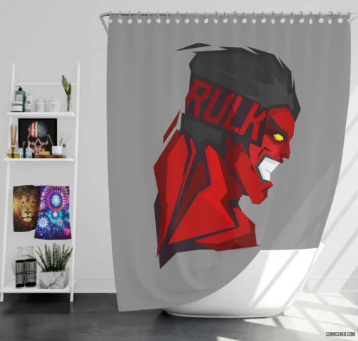 Red Hulk Marvel Crimson Colossus Comic Shower Curtain