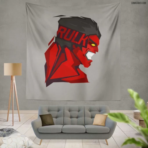 Red Hulk Marvel Crimson Colossus Comic Wall Tapestry