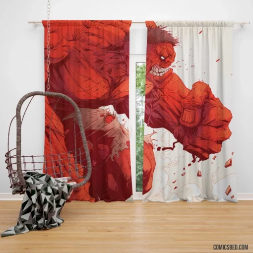 Red Hulk Marvel Fierce Fury Comic Curtain