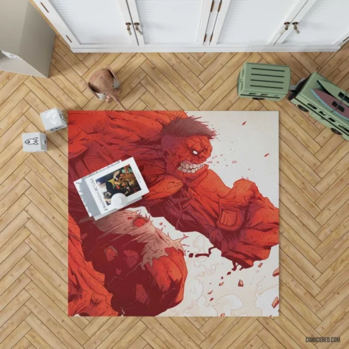 Red Hulk Marvel Fierce Fury Comic Rug