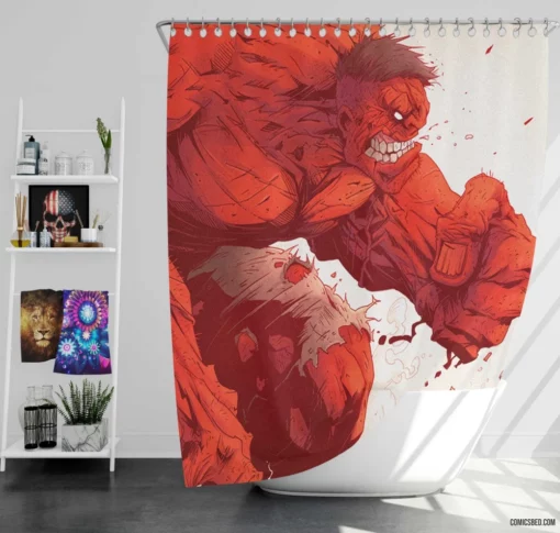 Red Hulk Marvel Fierce Fury Comic Shower Curtain