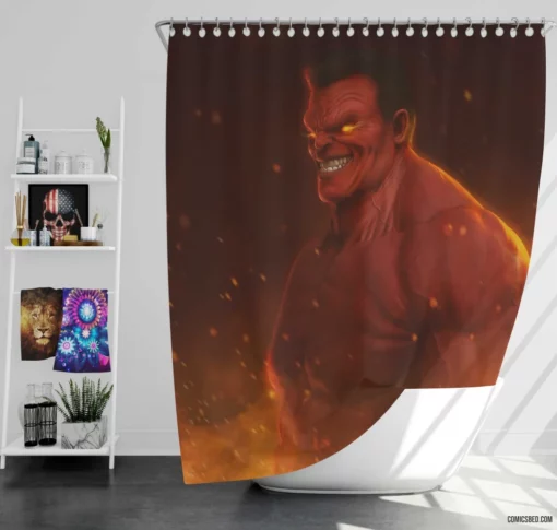 Red Hulk Marvel Furious Behemoth Comic Shower Curtain