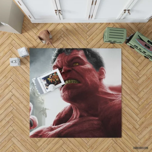 Red Hulk Marvel Thunderous Avenger Comic Rug