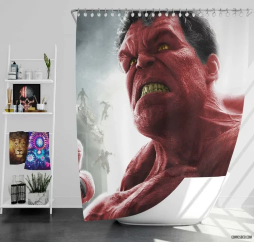 Red Hulk Marvel Thunderous Avenger Comic Shower Curtain