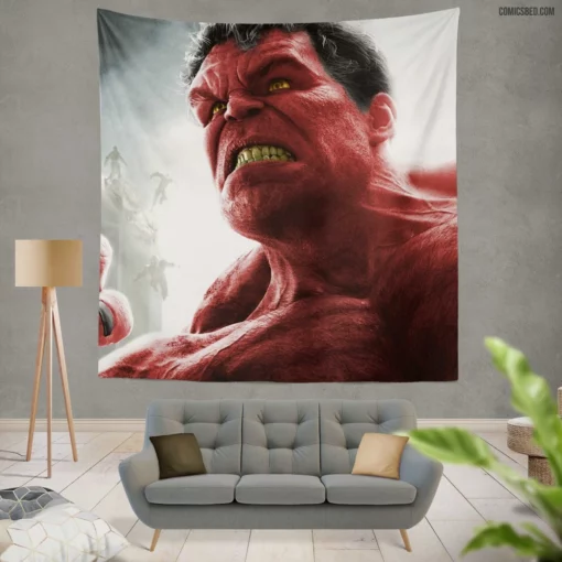 Red Hulk Marvel Thunderous Avenger Comic Wall Tapestry