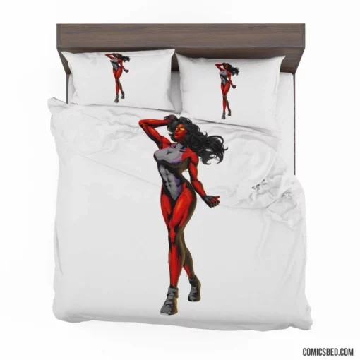 Red She-Hulk Marvel powered Hero Comic Bedding Set 1