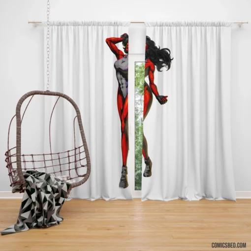 Red She-Hulk Marvel powered Hero Comic Curtain