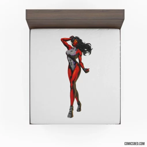 Red She-Hulk Marvel powered Hero Comic Fitted Sheet 1