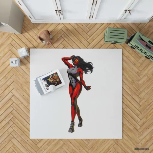 Red She-Hulk Marvel powered Hero Comic Rug