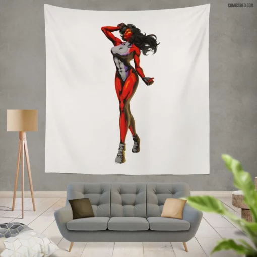 Red She-Hulk Marvel powered Hero Comic Wall Tapestry