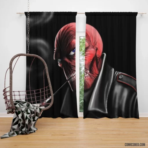 Red Skull Malevolent Scheme Comic Curtain