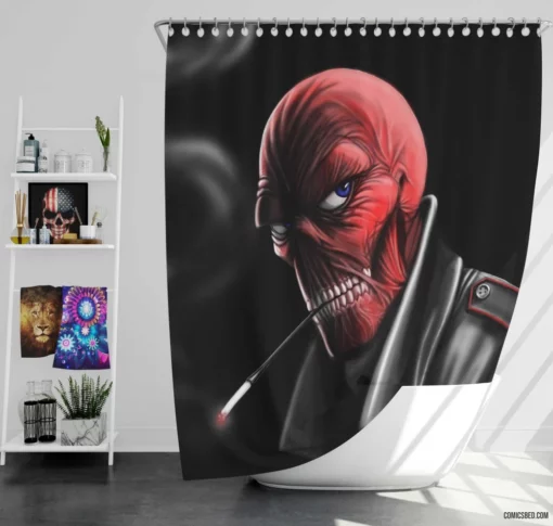 Red Skull Malevolent Scheme Comic Shower Curtain