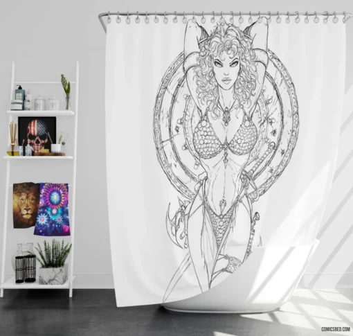 Red Sonja Barbarian Odyssey Comic Shower Curtain