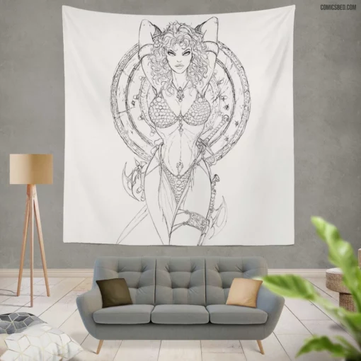 Red Sonja Barbarian Odyssey Comic Wall Tapestry